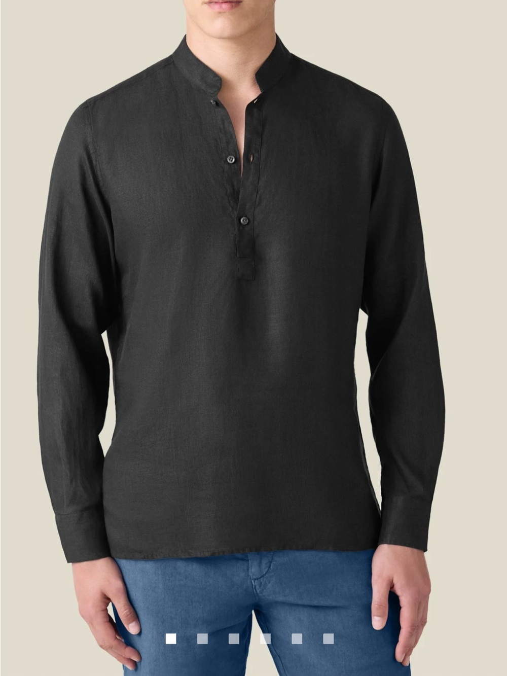 LUCA FALONI Black Forte Linen Shirt XL 16.5 / 42 NWT Button Sleeves mens collar